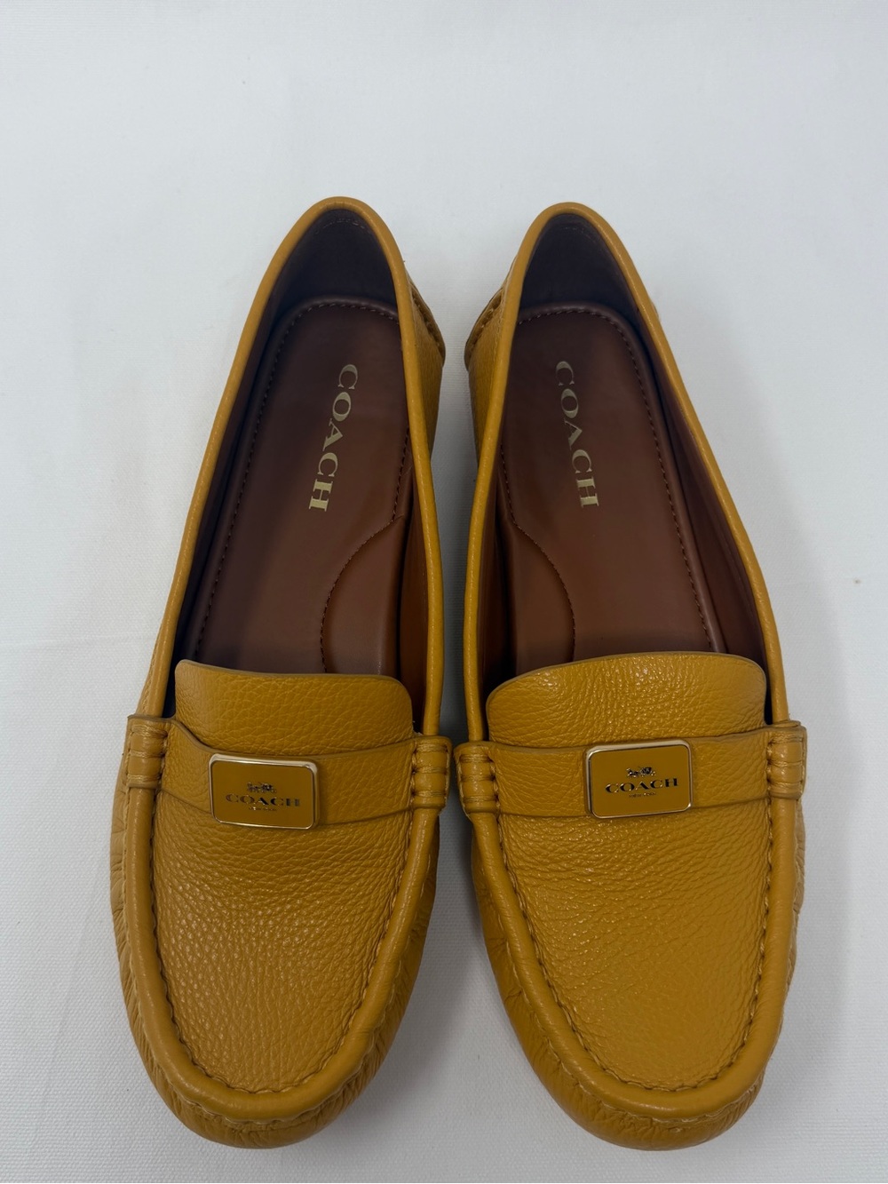 Coach Womens Size 9.5B Marley Leather Driving Loafer Leather Slip On Mustard